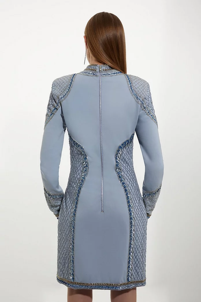 Tall Beaded And Embellished Ponte Jersey Mini Dress | Karen Tall Beaded And Embellished Ponte Jersey Mini Dress | Karen